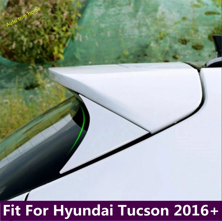 

Rear Trunk Tail Spoiler Triangle Windshield Decor Panel Cover Trim Fit For Hyundai Tucson 2016 - 2020 ABS Chrome Car Accessories