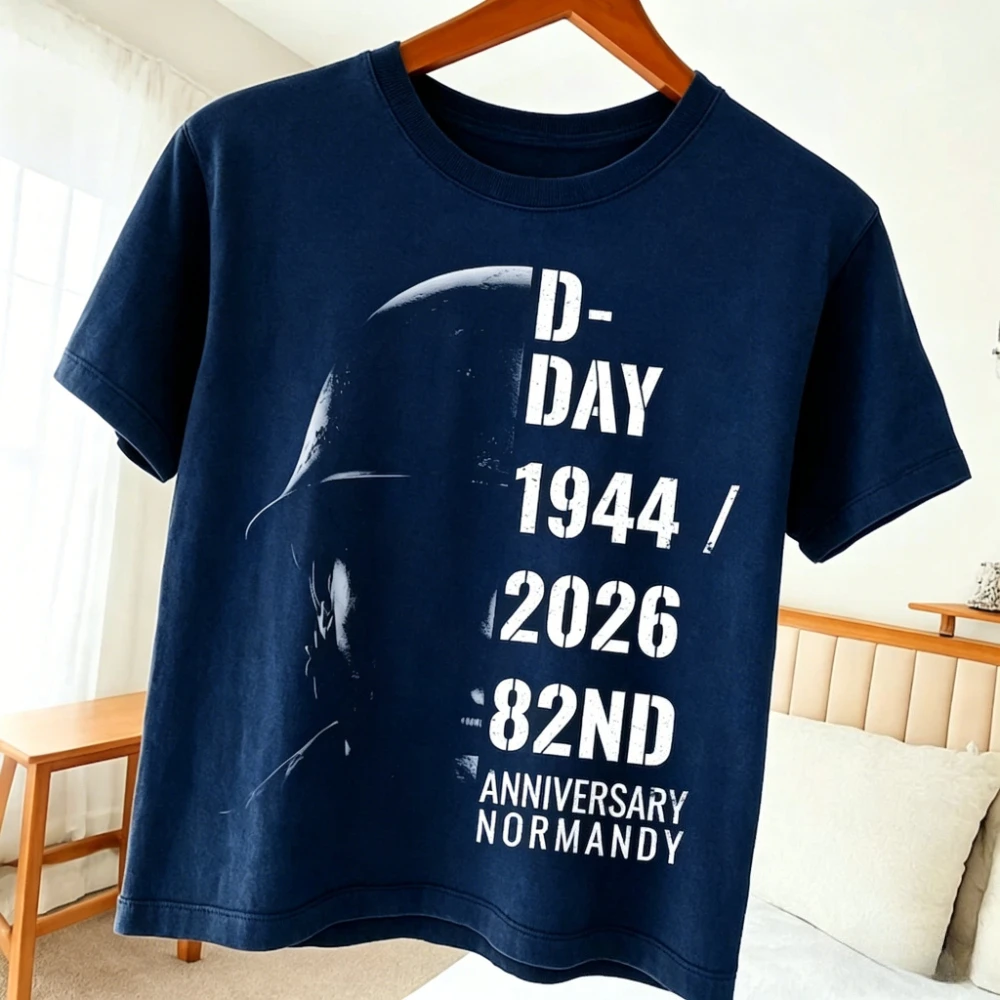 D-Day 82nd Anniversary Tshirt Normandy Veteran Remembrance Shirt Military History T-Shirt Men Crewneck Cotton Short Sleeve view 2