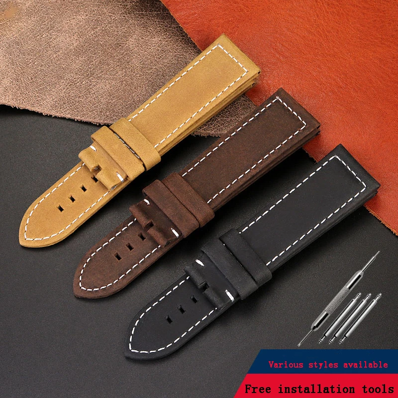 23mm Genuine Leather Watch Band for Zenith Bronze Dafei Leather Watch Strap Pilots Comfortable Men  Watchband Accessories