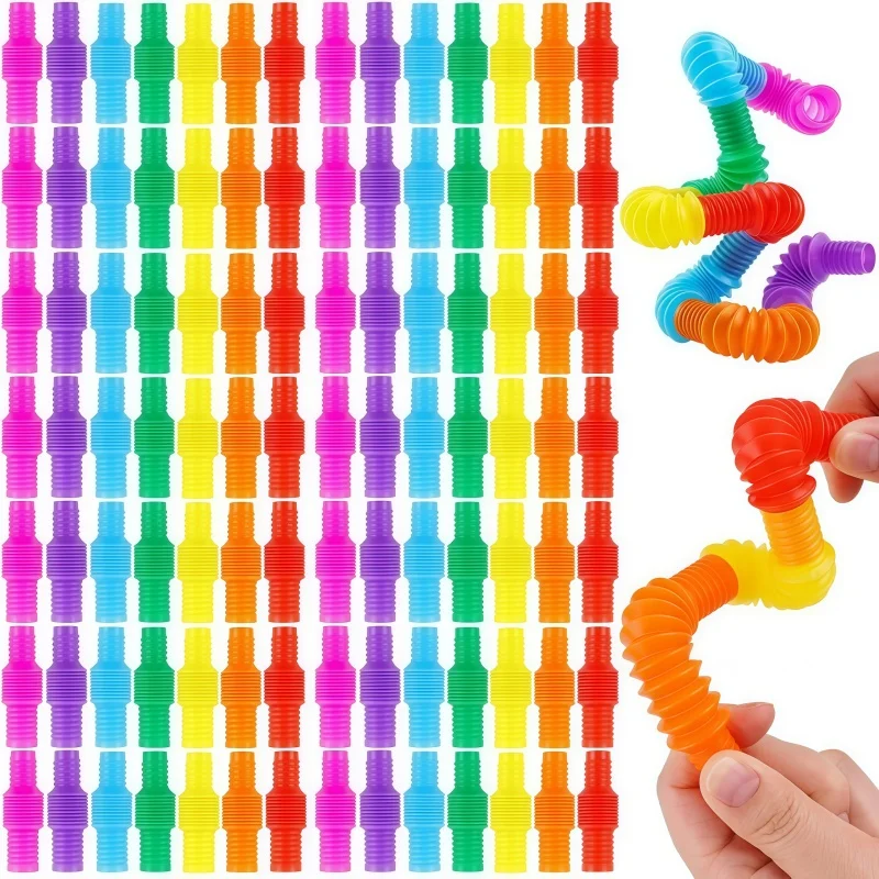 10PCS Mini Colorful Telescopic Tubes Fidget Toys Plastic Sensory Pop Tubes Stress Relief Toys Adults Decompression Kids Gift