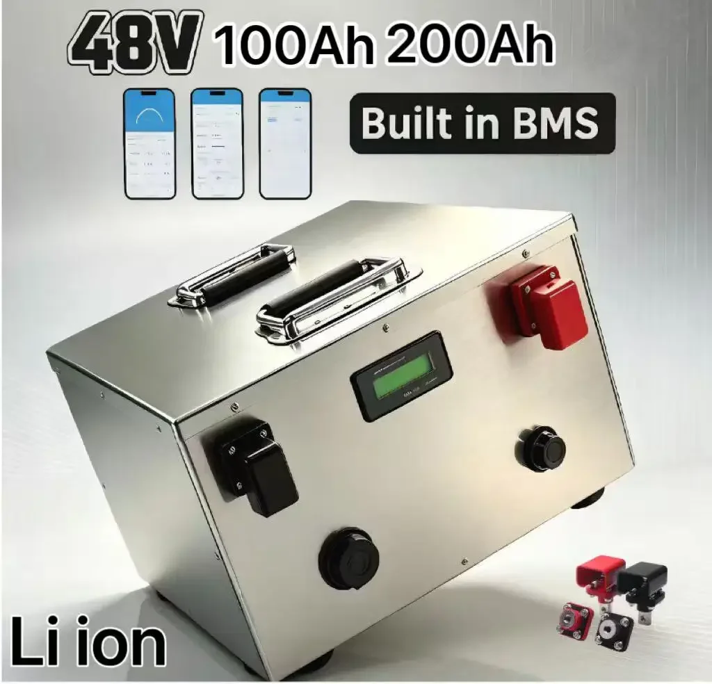 48V 100Ah 200Ah Lithium Storage Battery Including Matching Charger, Built-in BMS Deep Cycle Battery for Tiny Cabin Off-grid Powe