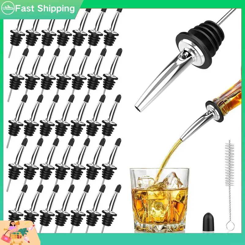 

Stainless Steel Pour Spouts For Liquor Bottles, Oil, Vinegar, And Wine With Rubber Dust Caps-Tvdae