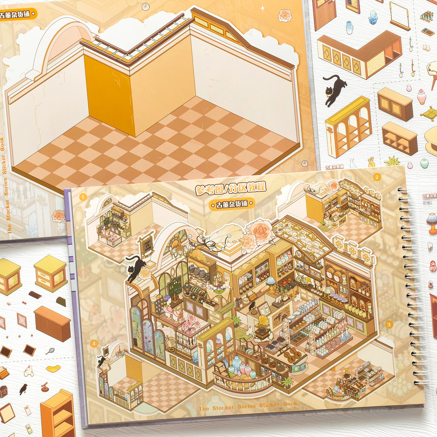 Store Code Seller Series Kawaii Cartoon 3D Miniature Scene Sticker Book DIY Handmade Stacking Fun Stress Relief Stickers