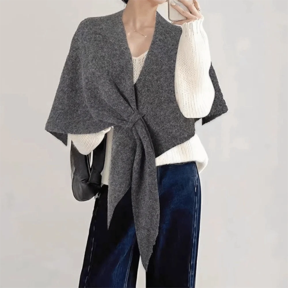 

Simple Korean Style Striped Scarf Thickened Knitted Triangle Scarf Windproof Neck Warmer Cape Wraps Girls