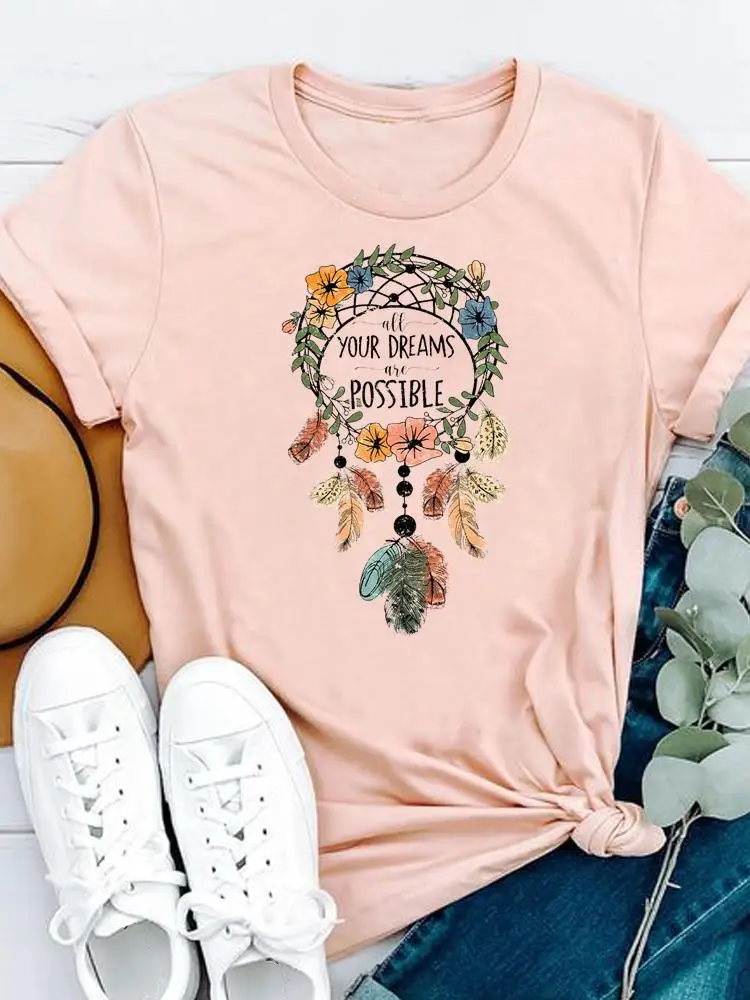 

Women Dream Web Lovely 90s Print T-shirts Casual Female Short Sleeve Ladies Fashion Clothing T Clothes Graphic Tee