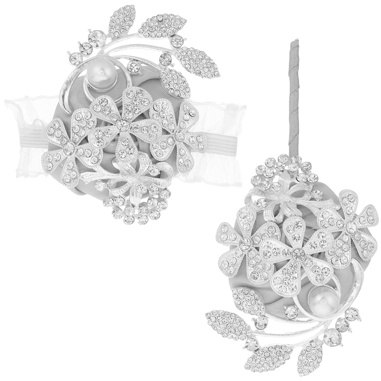 

1Set Wedding Wrist Corsage Faux Pearl Rhinestone Cloth Flower Bracelet Bridesmaids Bride Prom Bridesmaids Flower Bracelets