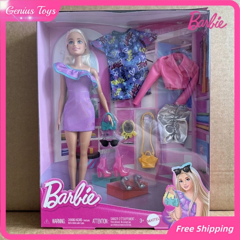 Barbie-pop cadeauset Glamoureuze sprankelende kledingkast Stijlvolle outfits en sieradenaccessoires voor meisjes Verkleedspel Verjaardagscadeau