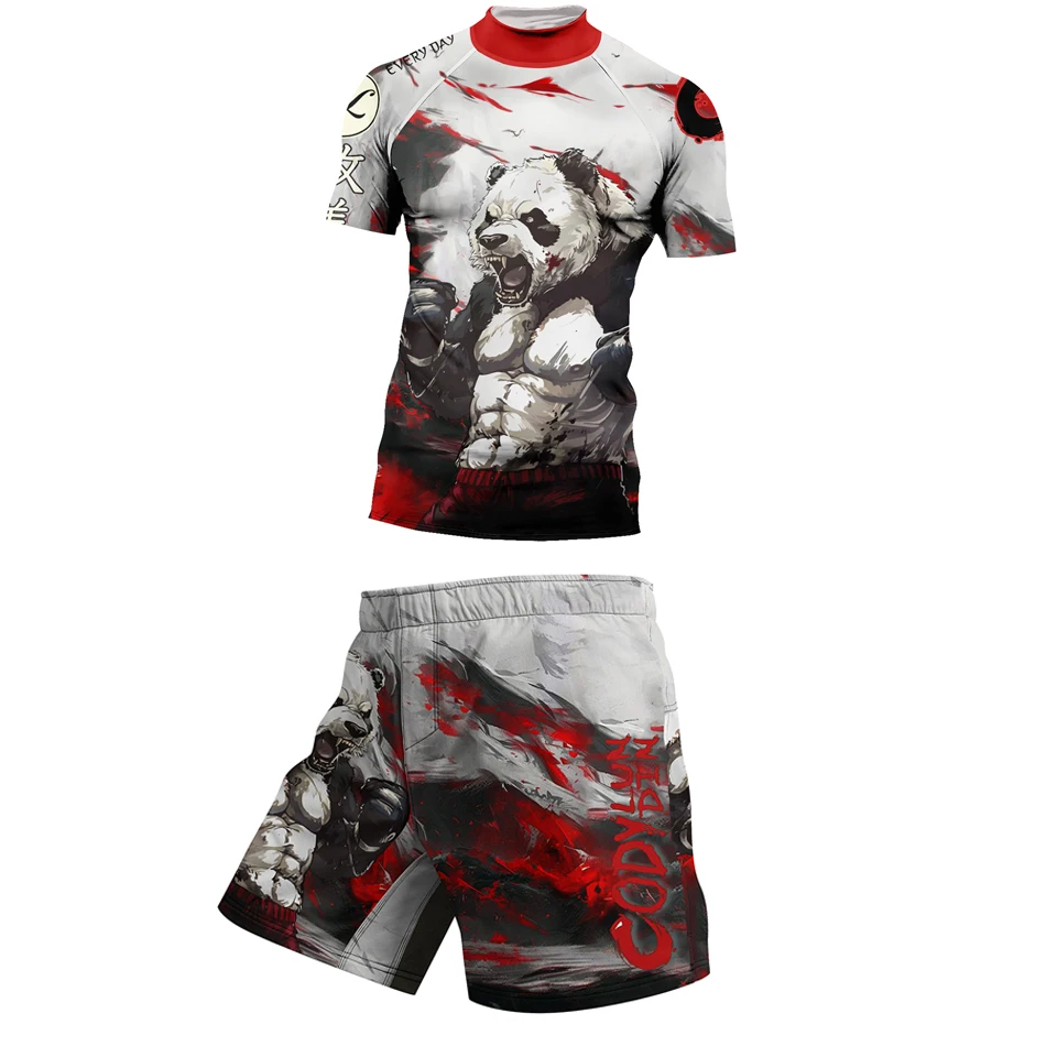 New Cody Lundin 2 Piece Set Jiu Jitsu Rashguards MMA T-shirt+Shorts For Men Bjj Boxing Grappling Jerseys Sports Kickboxing Spats