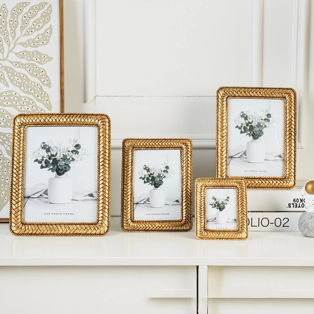 Modern Minimalist Gold Weave Picture Frame Stylish Creativity Tabletop Display 6/7/8in Frame for Photos and Artwork Home Decor