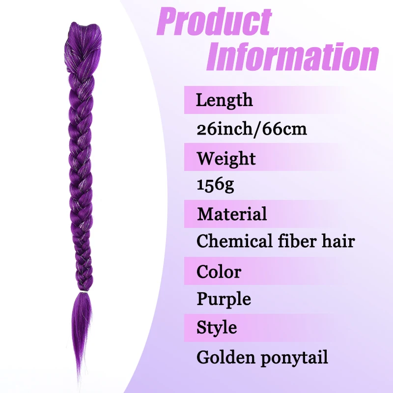 Devil Hunting Girl Group Wig Horsetail Purple Wig Braid Gold Fried Dough Twists Braid