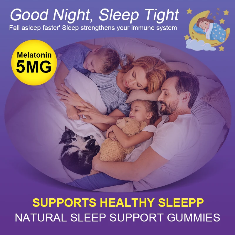 Melatonin Gummies Anxiety Stress Relief Help Sleep Save Insomnia Body Clock AdjustmentFor Adult and Children