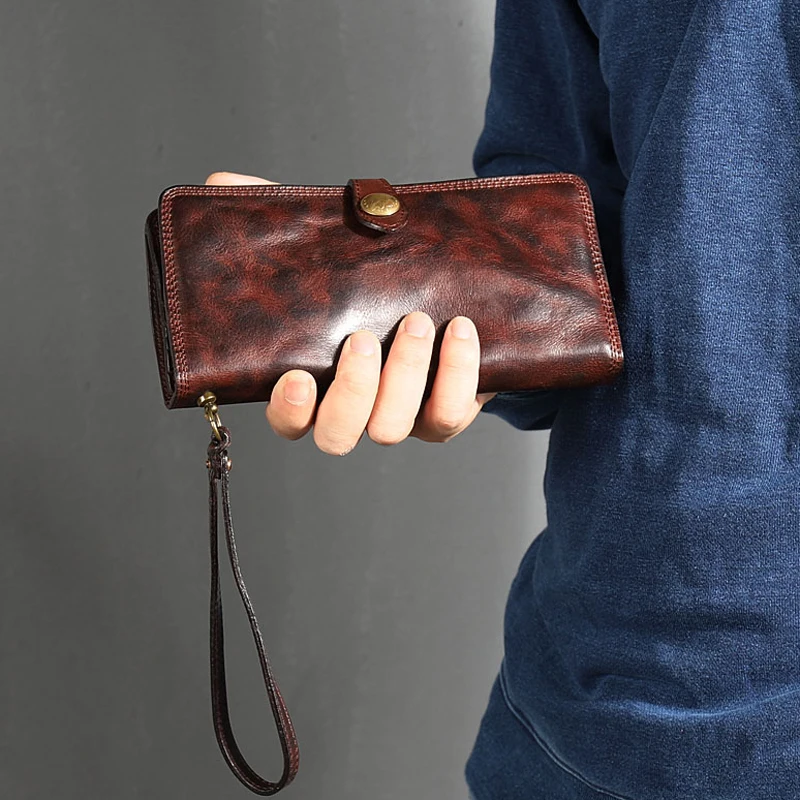 Original neue original hand-made alten männer geldbörse retro weiche rindsleder handy hand tasche flut männer casual geld clip