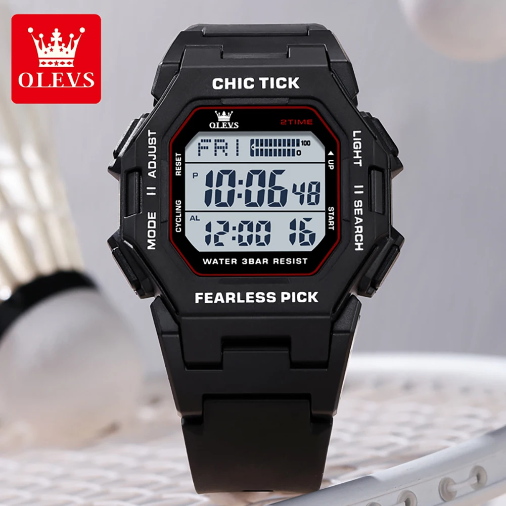 OLEVS 1119 Watches Man Electronic Watch Silicone Strap Waterproof Casual Sports Watches For Man Gift Box Reloj