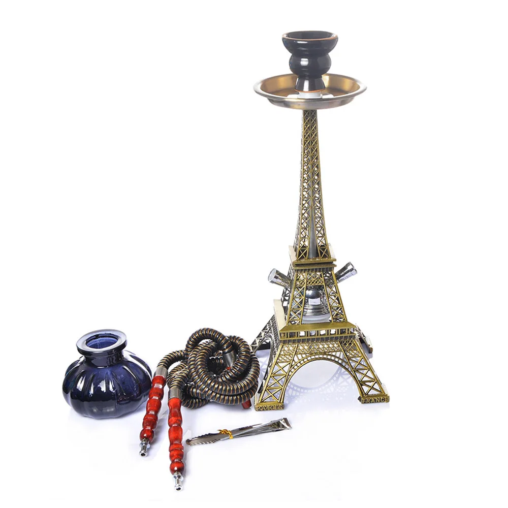 Tower Hookah Shisha Pipe Set Double Hookah Hoses Glass Base Ceramic Bowl Charcoal Tongs Chicha Narguile Sheesha Hookah Smoking