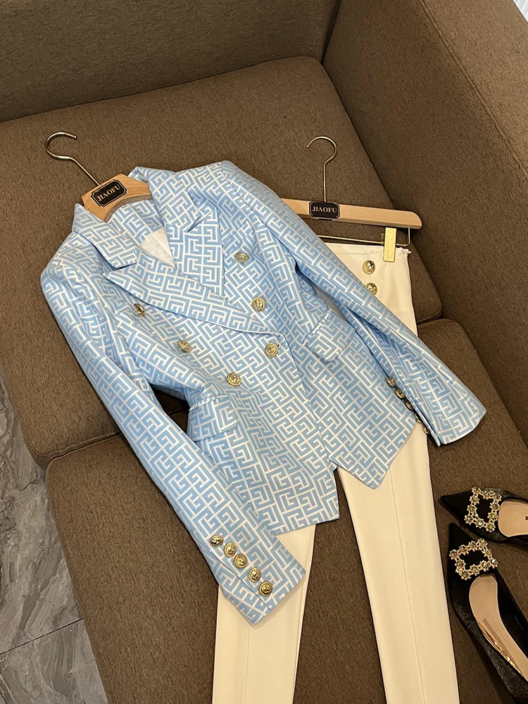 

Розовый костюм Jaet, женский высококачественный костюм для поездок на работу, стандартный крой, длинный све, пуговицы, чистый цвет, A6776, сезон