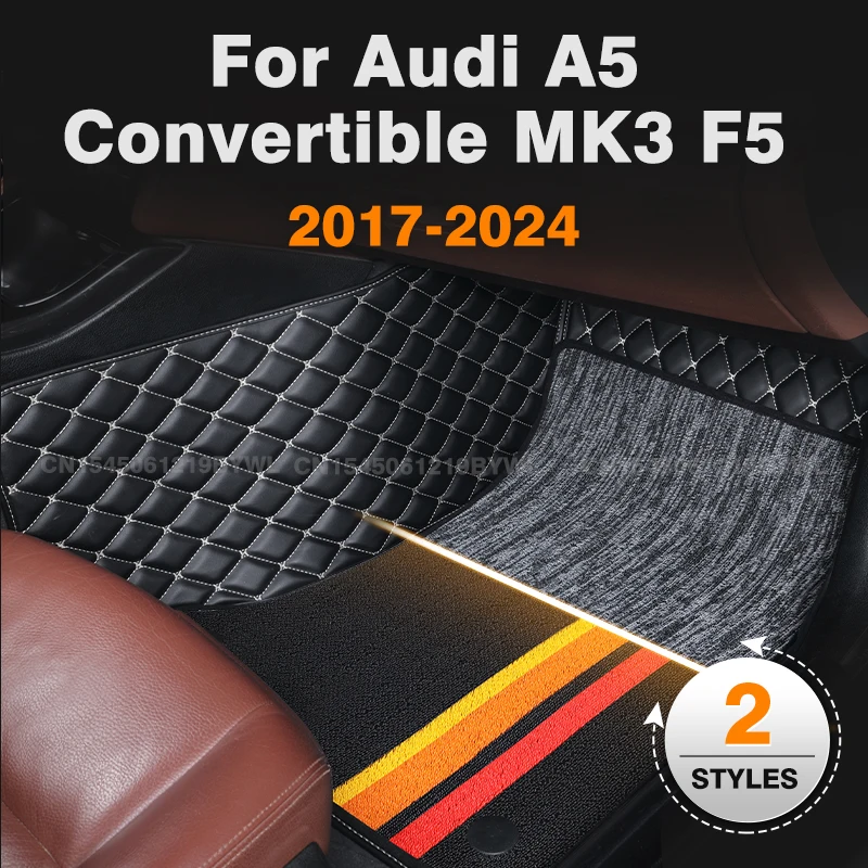

For Audi A5 Convertible MK3 F5 2017-2024 23 22 21 20 19 18 Custom Double layer Car Floor Mats Carpet Cover Interior Accessories