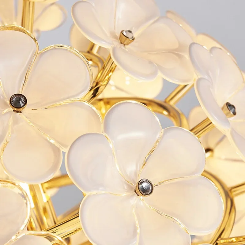 Camera da principessa lampadario a fiori romantico luce francese villa di lusso sala da pranzo soggiorno camera da letto calda in vetro crema vento