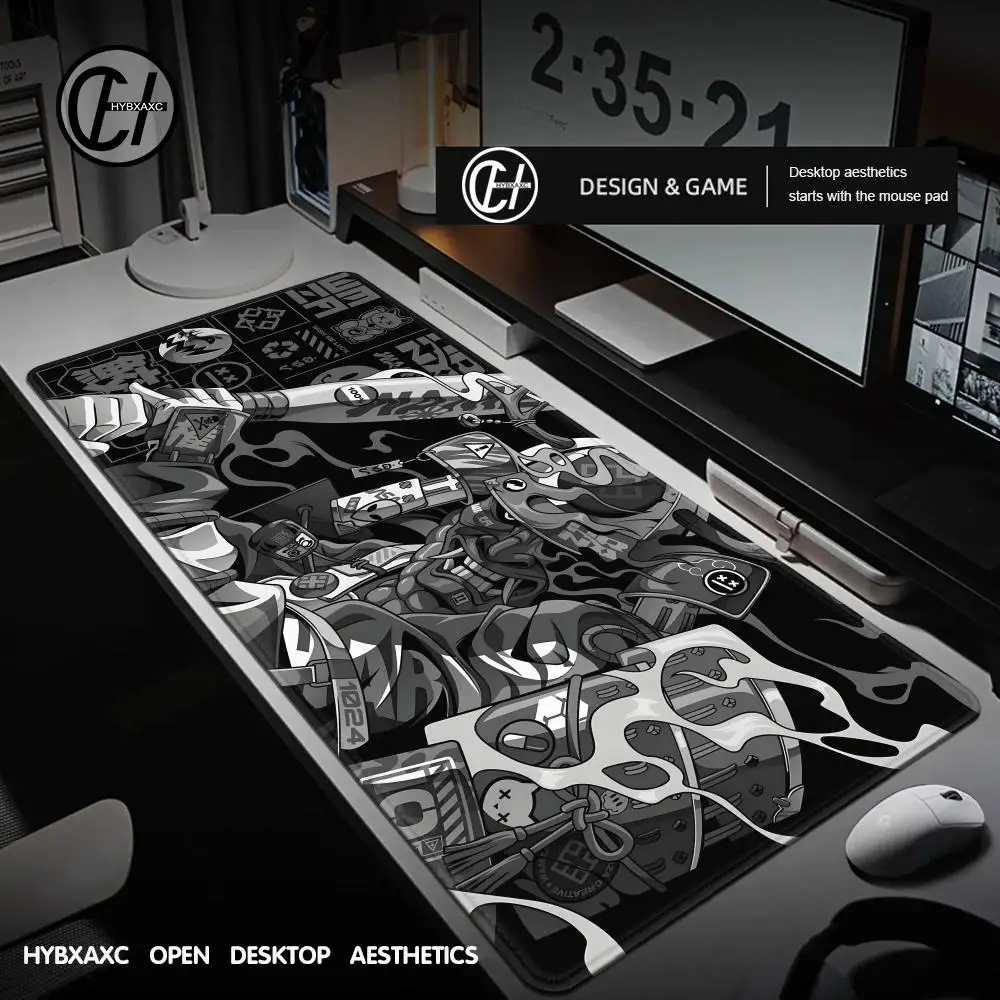 Kawaii Gray Gaming Office Desk Mat Japan Anime Mouse Pad Laptop Gamer Carpet Keyboard Large Mousepad Computer Table Mouse Mat