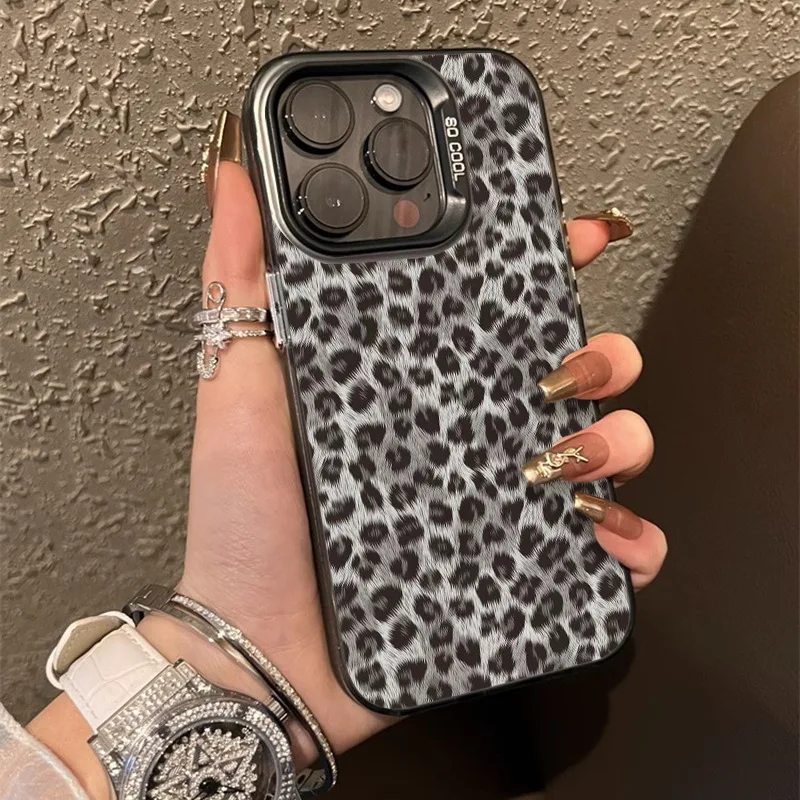 

Leopard print gradient phone case suitable for iPhone 16 15 14 13 12 11 Pro/Max/Plus anti fingerprint and shockproof back cover