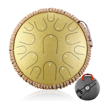 Hluru Professional 14 Inch  Steel Tongue Drum Tank Drum 15 Notes Titanium Alloy Steel Glucophone Handpan Key D Meditation yoga