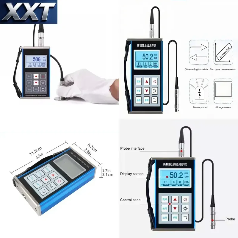 2026 Hot Sell XXT Efficient Digital Car Paint Coating Thickness Measuring Instrument 0-1250um Accuracy 2%H+1um