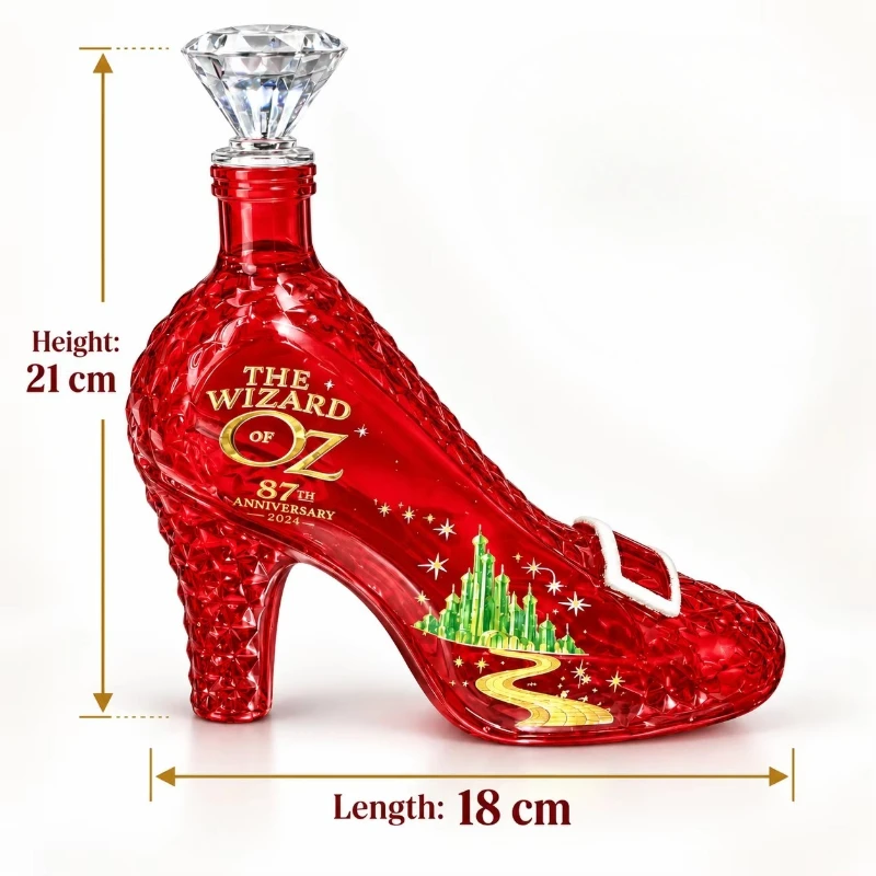 High Heel Shaped Red Glass Liquor Bottle With Diamond Stopper Empty Wine Decanter Home Bar Cabinet Tabletop Display Novelty