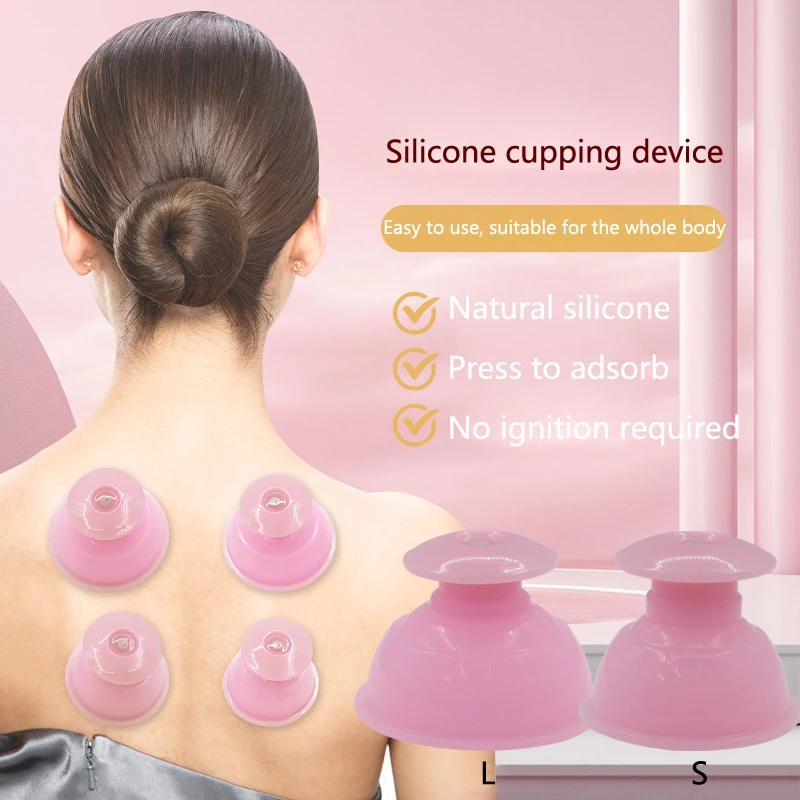 Silicone Cupping Massage Cup Pink For Body Fac Neck Eye Massage Vacuum Tank Body Moxibustion Jar Facial Care, Beauty Tool