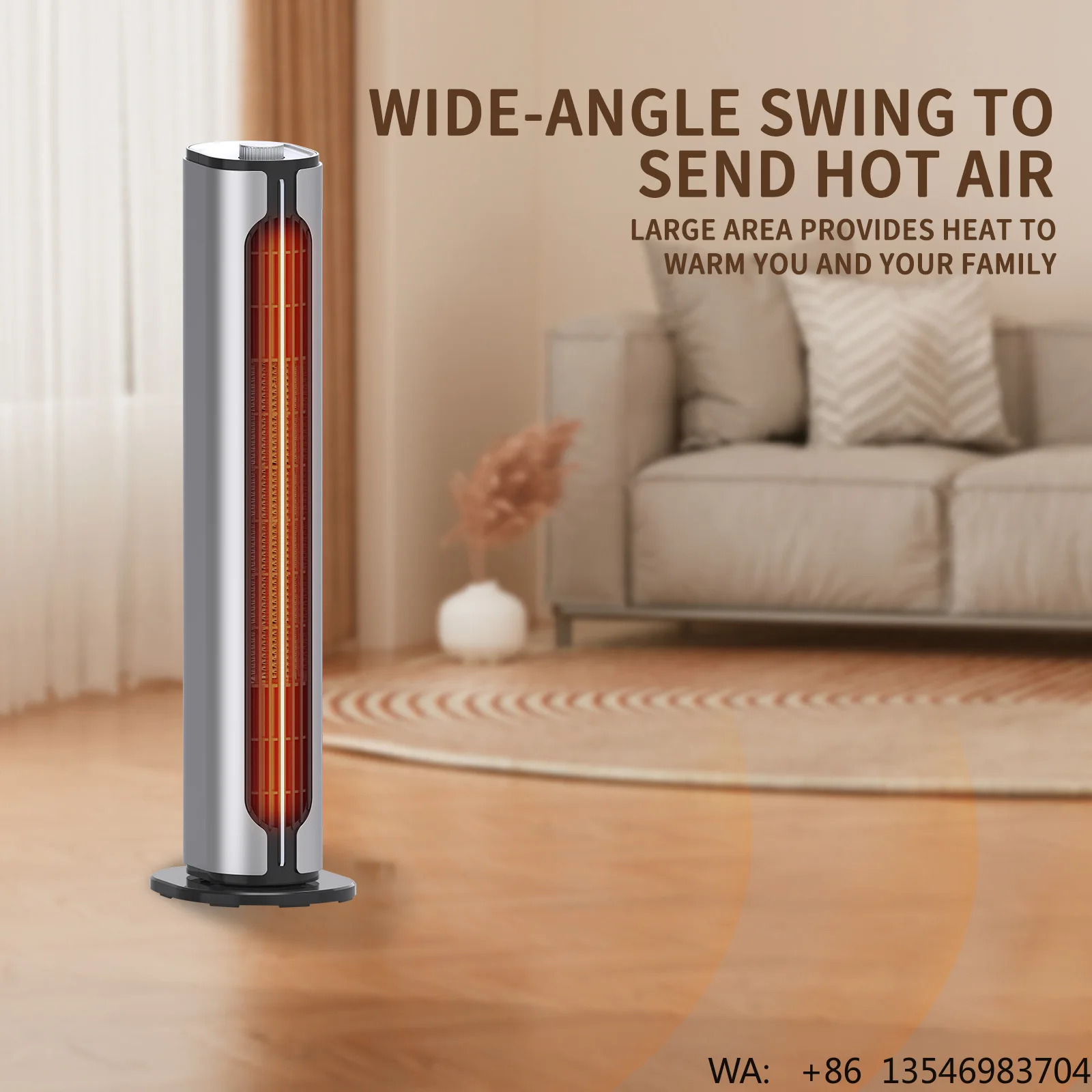 Smart Remote-control Electric  Heater Quiet Upright Oscillating Timer Electric 2000W Fast-heating Constant-temperature Warmer