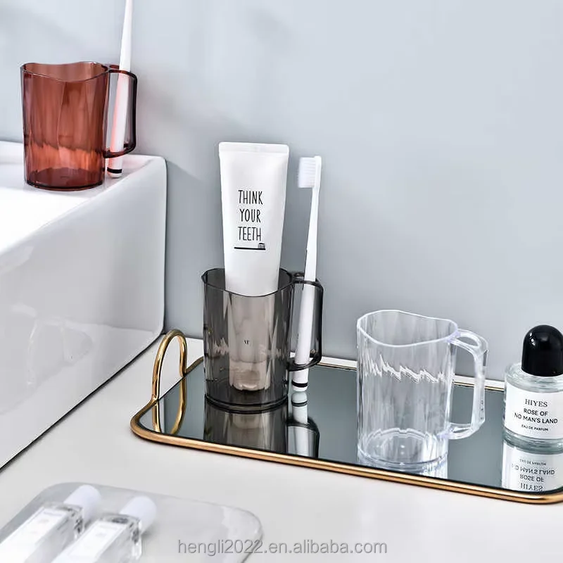Light and luxurious style transparent plastic mouthwash cup, creative and simple brushing and teeth cleaning cup, student toothb