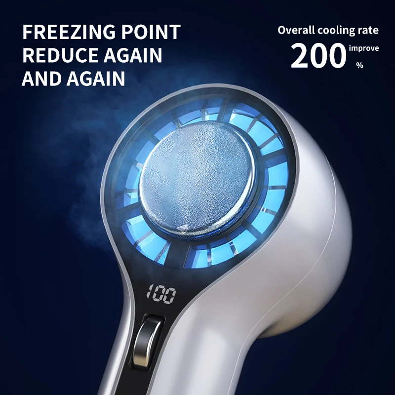 Portable Handheld Fan 3000mAh Fan fan Ice compress cooling USB Rechargeable Electric Fan Travel,Outdoor Fan With Digital Displa image 3