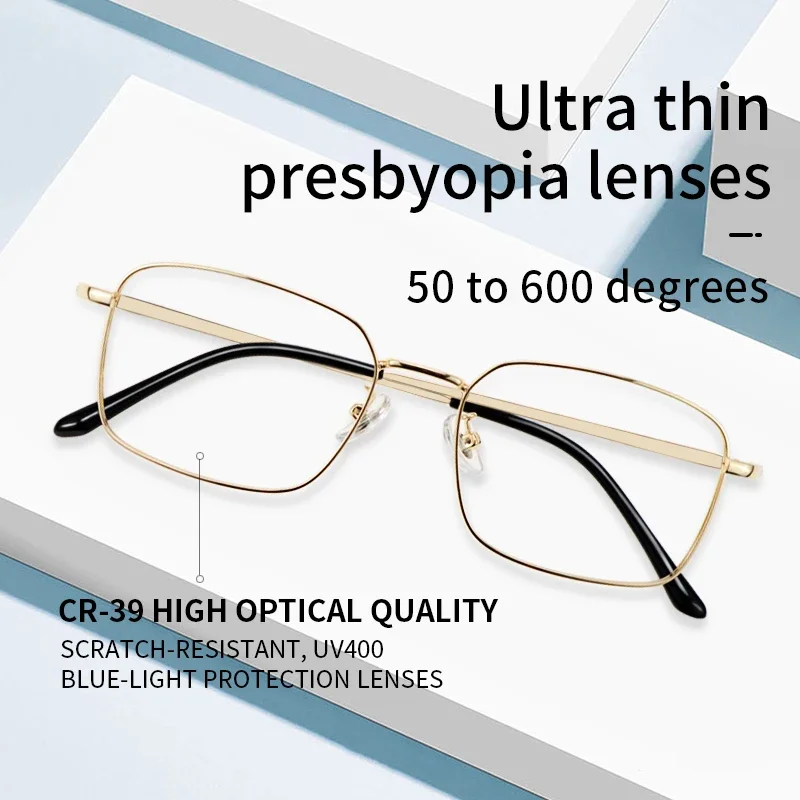 Anti Blue Light Ultra-Thin Reading Glasses Spectacles With Gold Wire Frames Pure Titanium for Men,Stay Clear Magnifying