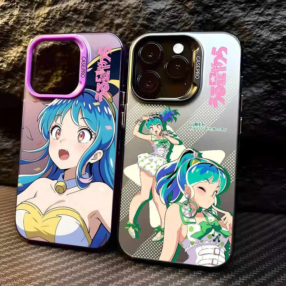 Urusei Y-yatsura حافظة هاتف لطيفة لهاتف آيفون 16 15 14 13 12 11 Plus Pro Max متعدد الألوان غطاء ليزر أورورا مقاوم للصدمات Funda