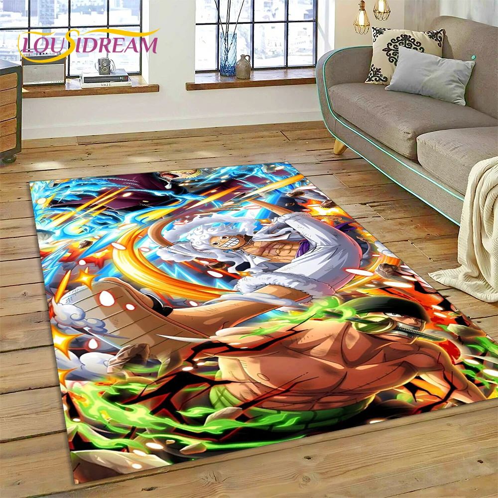 One PIECE-E Anime Cartoon Luffy 3D Rug Carpet for Living Room Bedroom Home Decor,Floor Mat Non-slip for Sofa  Doormat Gift Kids