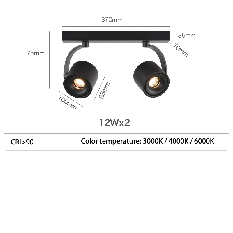 BRGT Led 스포트 라이트 표면 장착 천장 조명 Focos 인테리어 12W 블랙 통 거실 Shopee 저장소 실내 조명