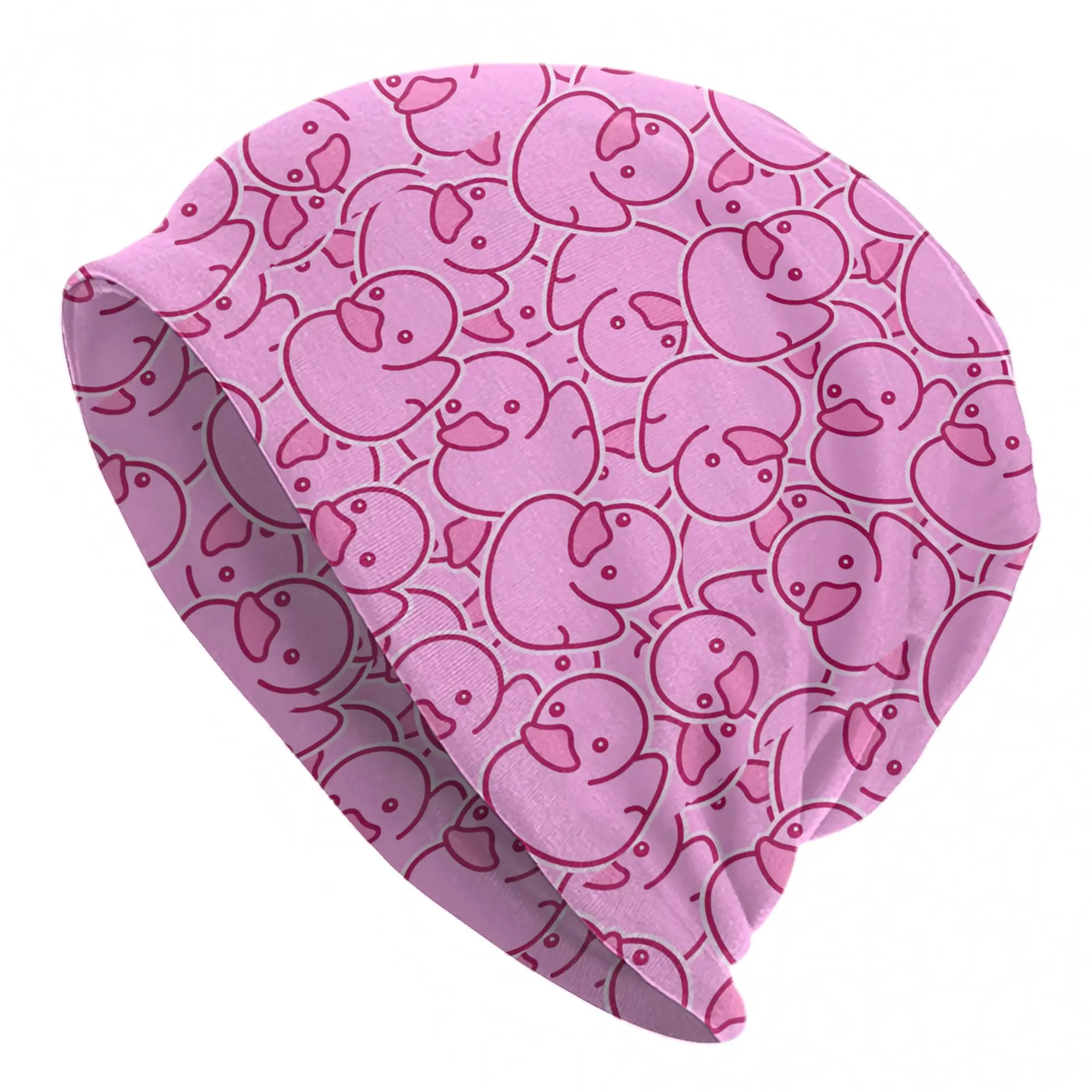 Cute Duck Pink Beanie Hats  Knitting Hat Outdoor Elastic Unisex Adult Caps Autumn Pattern Street Y2K Bonnet Hats Birthday Gift