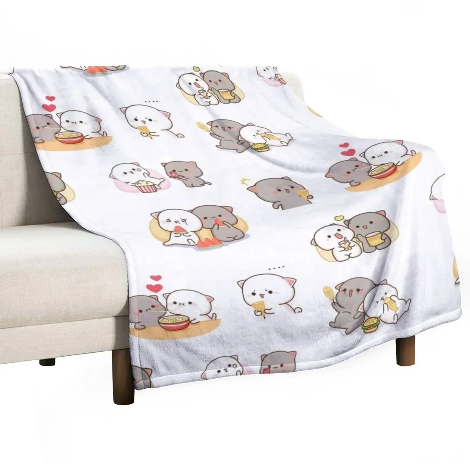 

mochi peach cat sticker pack Throw Blanket Soft Big Furrys Flannel Fabric Blankets