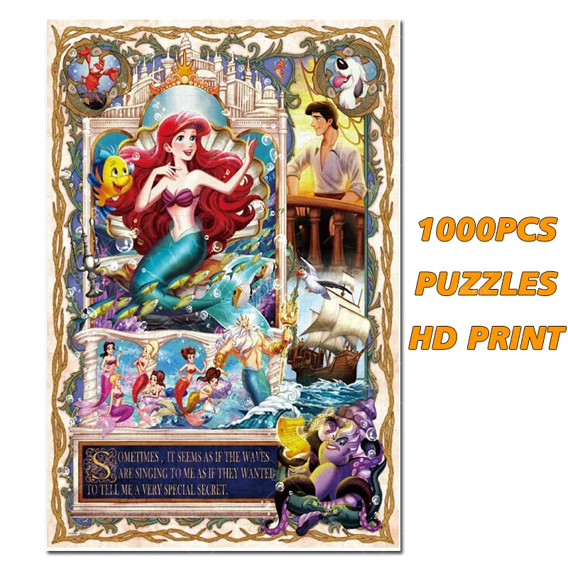 

The Little Mermaid Art Picture Disney Princess Ariel 1000PCS Puzzles Paper Jigsaw Puzzle Game Picture For Girls Like Friend Gift