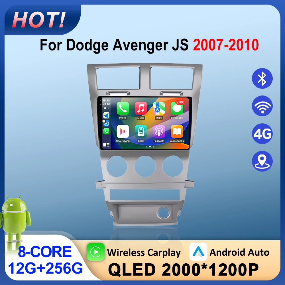 9 inches For Dodge Avenger JS 2007-2010  GPS Navigation Car Video Radio Multimedia Player Wireless Carplay No 2din