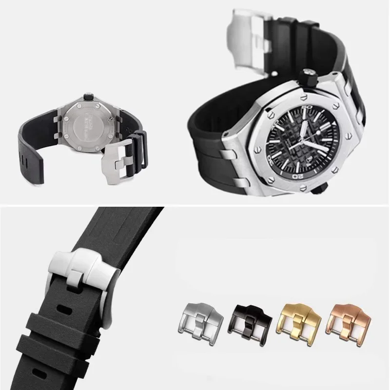 حزام ساعة من السيليكون لساعة AP Audemars وPiguet المطاطية حزام ساعة Royal Oak Offshore 26400 مقاوم للماء ومقاوم للعرق 28