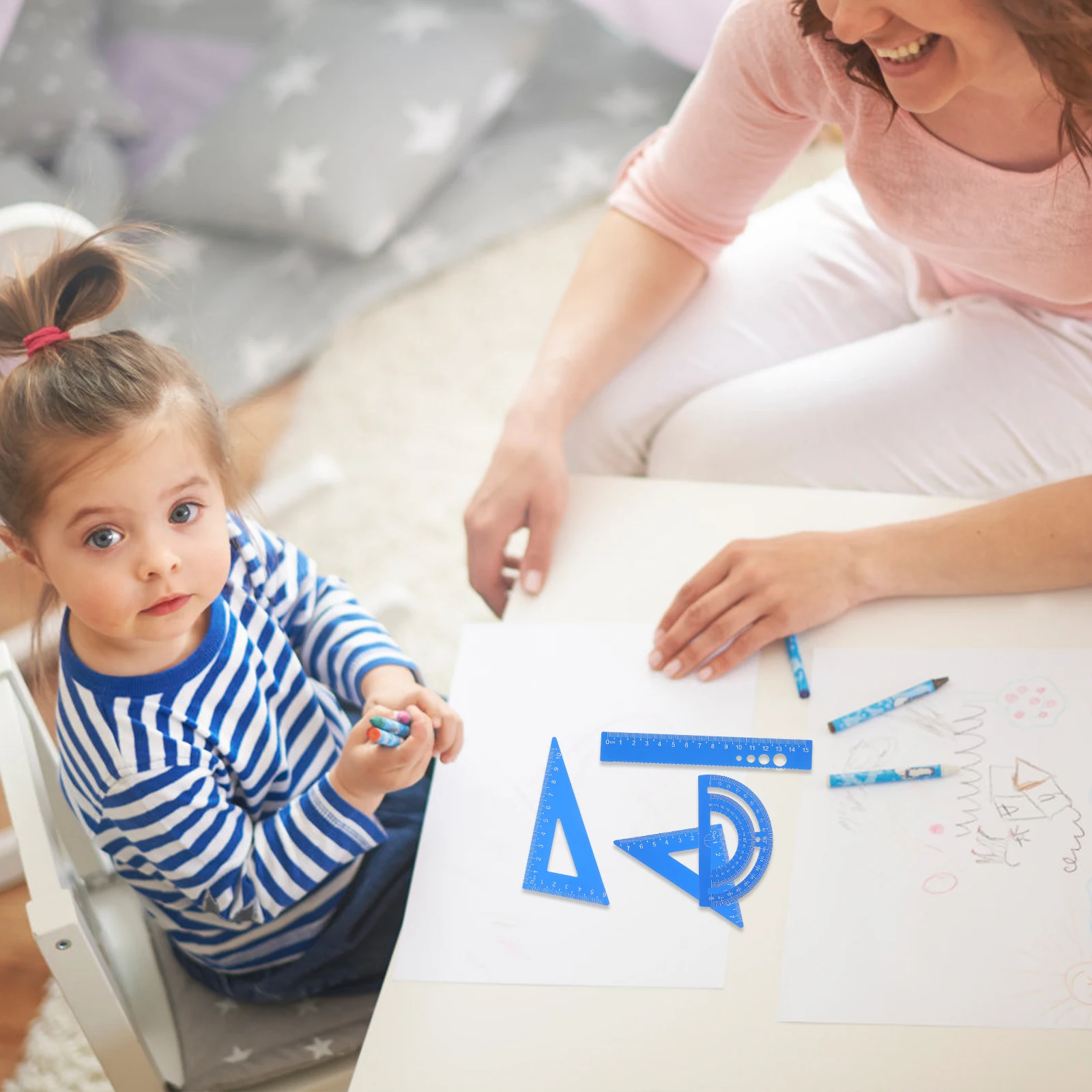 مجموعة واحدة من مسطرة معدنية مسطرة مثلثة للرسم الاحترافي مع دقة مقياس للمهندسين أدوات صياغة المكتب للطلاب #1