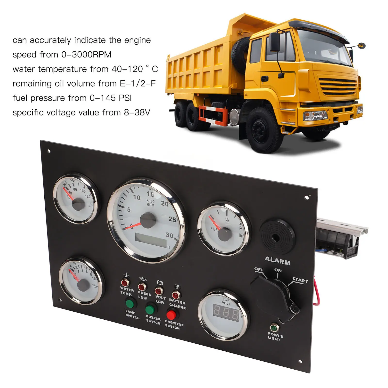 เครื่องยนต์รถเรือรถบรรทุกGauge Dashแผงคลัสเตอร์โปรแกรมเครื่องวัดแผง 335*200 มม