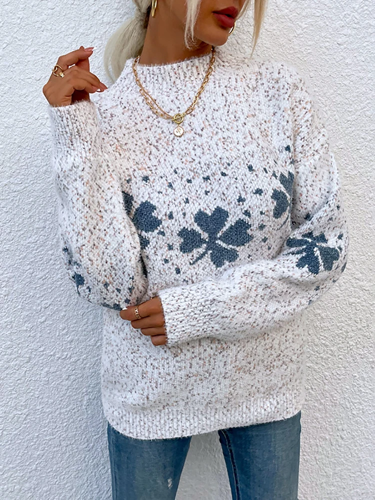 Christmas Turtleneck Women\'s Sweater Fashion Knitted Long Sleeve Tops Casual Pink Pullovers Autumn Winter New In Knitwears 2023