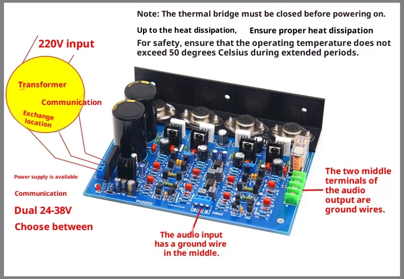 

PN2000 Audiophile HiFi Amplifier Board Gold Sealed Tube Adjustable Pure Class A High Power Home Finished