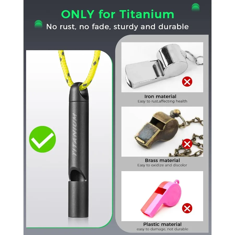 Titanium Small Emergey Whistle120db Safety Survival Whistles with Lanyard Outdoor Whistle for Coaches Sports Dog Training Hikin