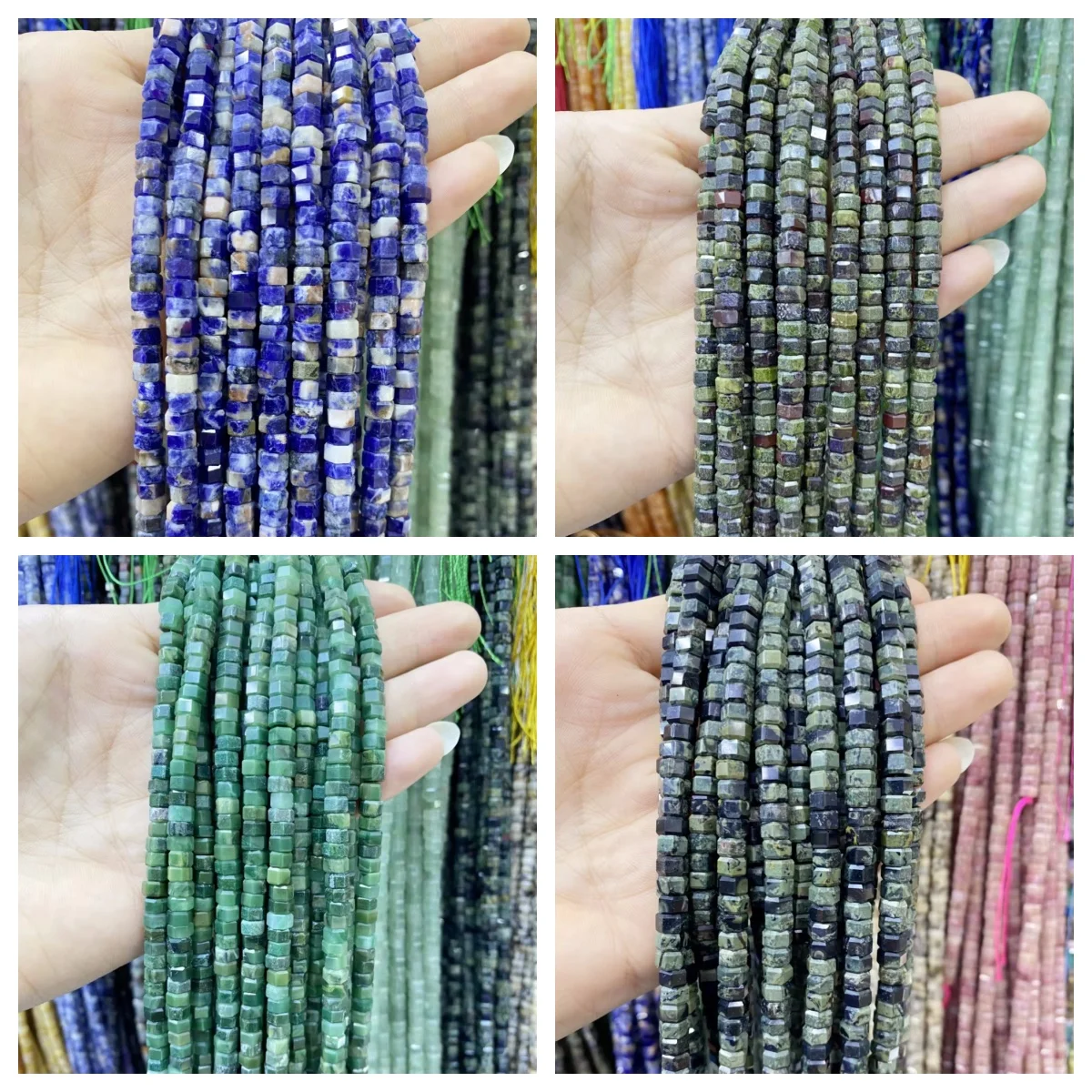 3x6mm Natural Stone Faceted jade Rhodonite Sodalite Agate Round Loose Spacer Beads For Jewelry DIY Bracelet Making Accessories