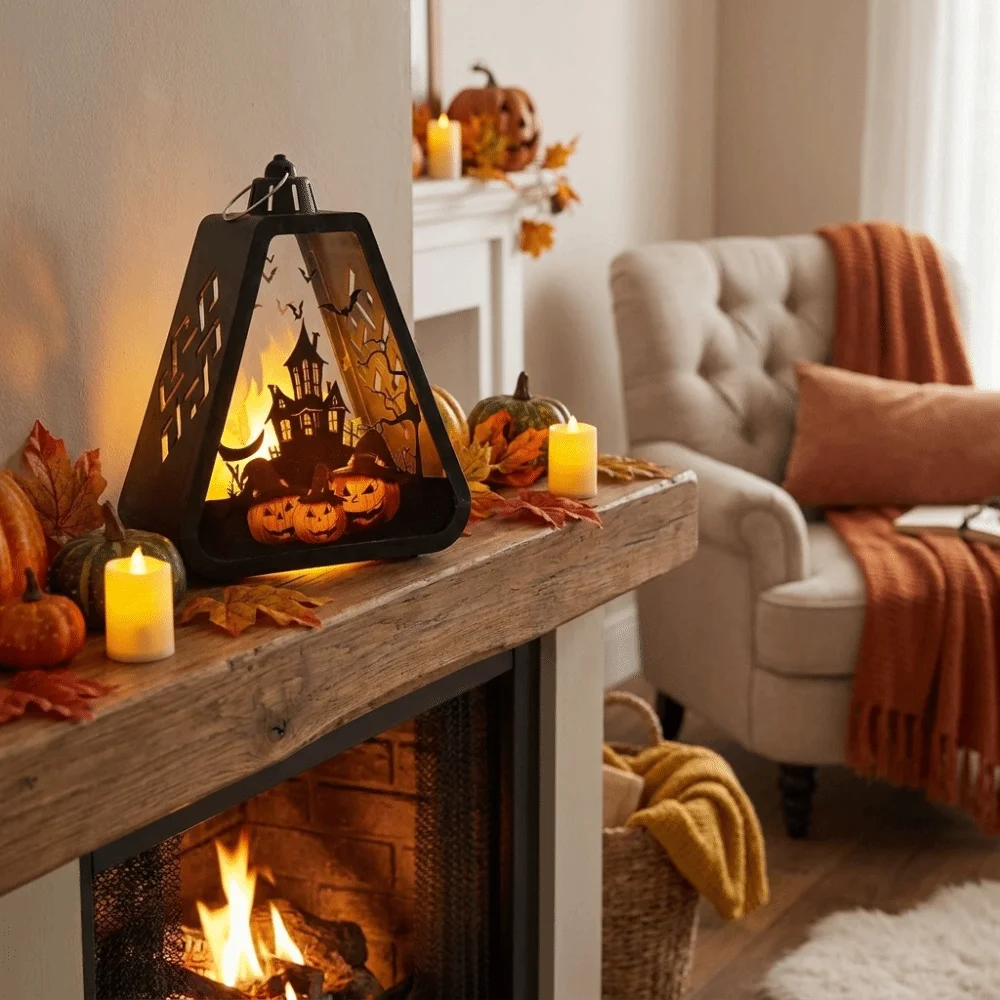 Novelty Plastic Halloween LED Lamp Battery Operated Cordless Mini Pumpkin Lanterns LED Light Halloween Night Light Porch Decor