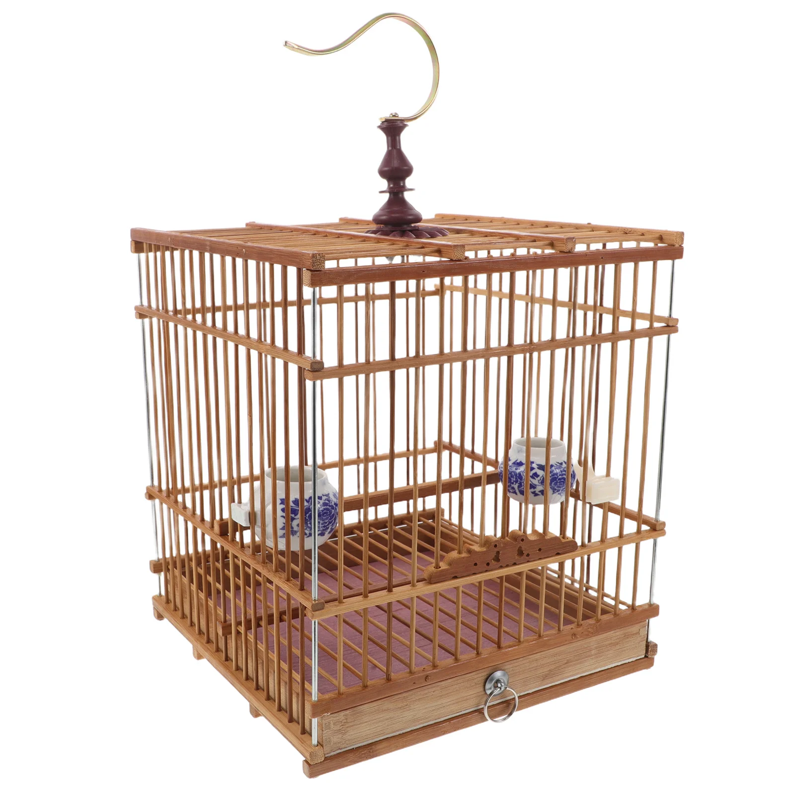 

Bamboo Bird Cage Carbonized Rectangular For Goldfinches Zosterops Handmade Small Bird Cage For Indoor Balcony Garden