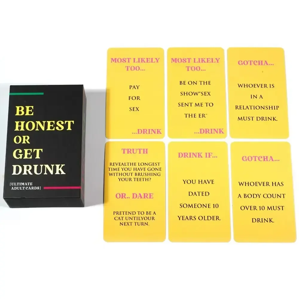 Newest Be Honest or Get Drunkes Ultimate Adult Card Game 77 Cards Party Board Games in Box English Version Drink Card Game