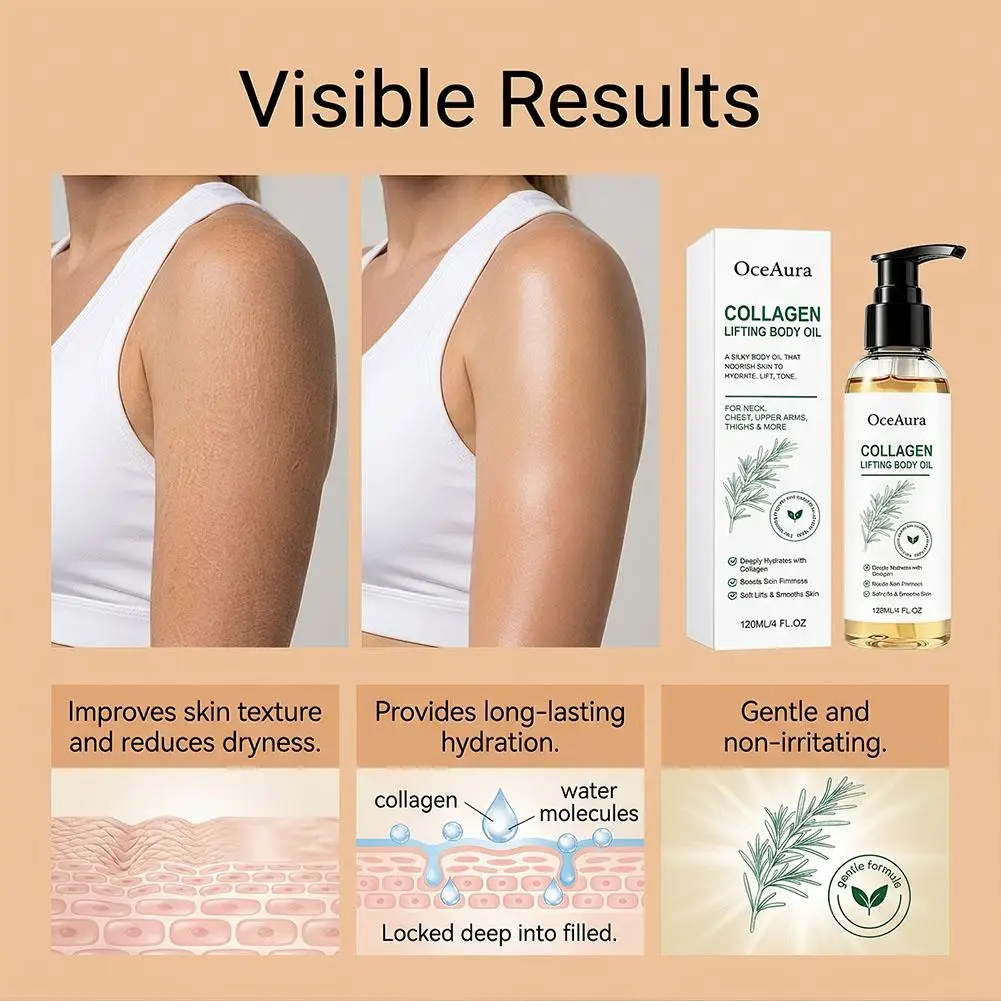 Collagen Lifting Body Oil 120ml Firming Arm Belly & Excess Fat Whole Body Skin Massage Essential Oil