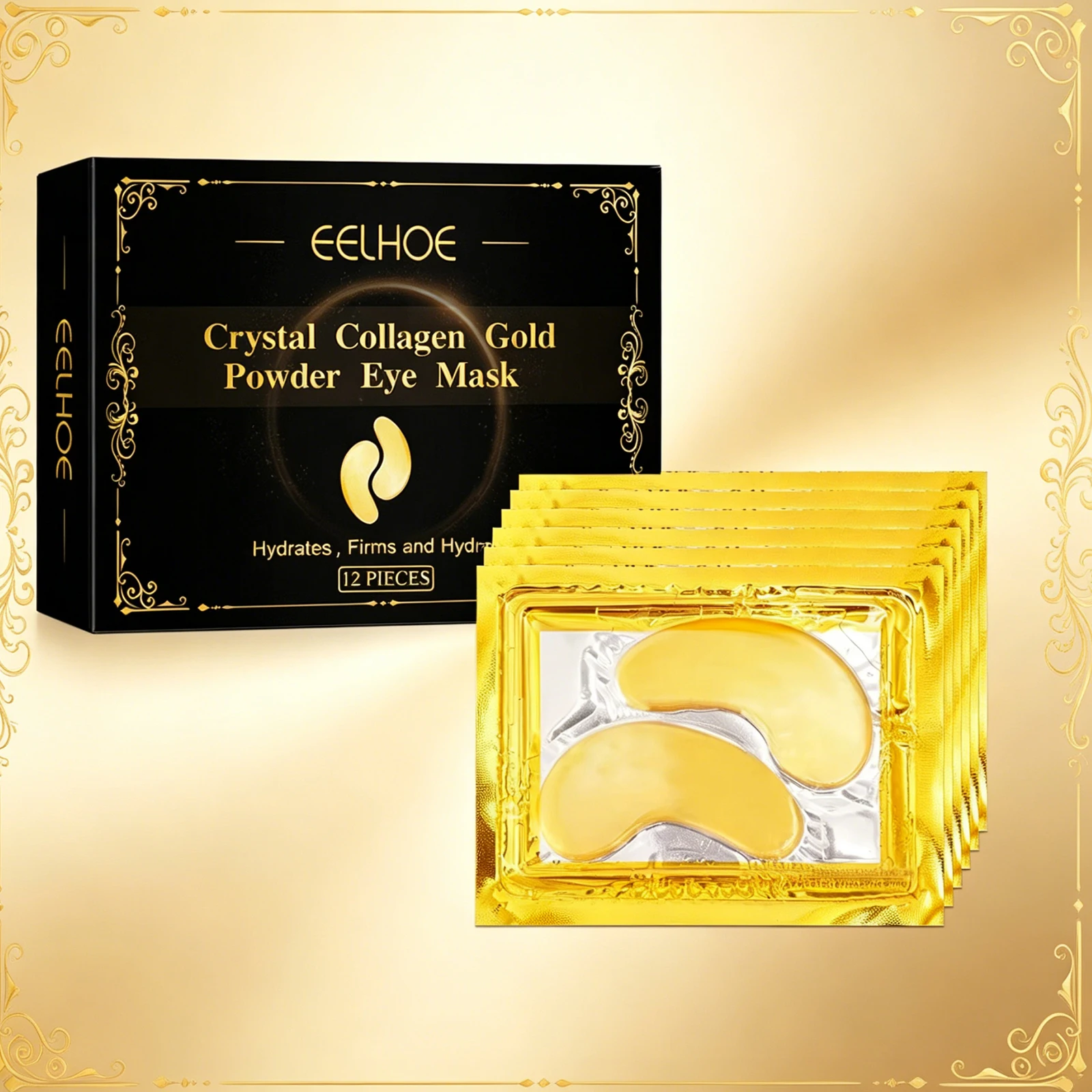 12 PCS EELHOE Collagen Eye Mask Daily Care Eye Skin Water Embellish Moisturizing Lip Care Eye Mask Paste